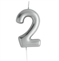 Casey 10cm Silver Numerical Birthday Candle Nr.2