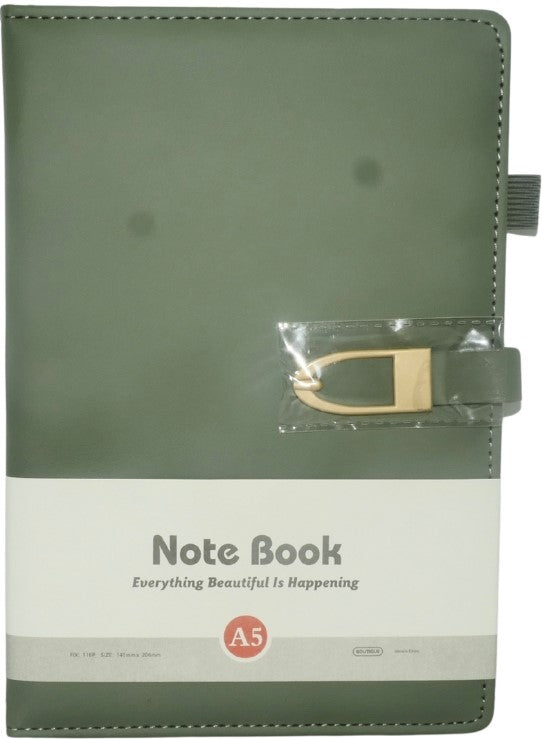 Brainware A5 Green NoteBook With Magnetic Clip